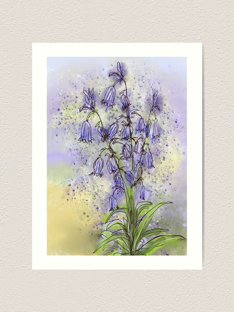 Alternate view of Whimsical Bluebells in Watercolour Art Print