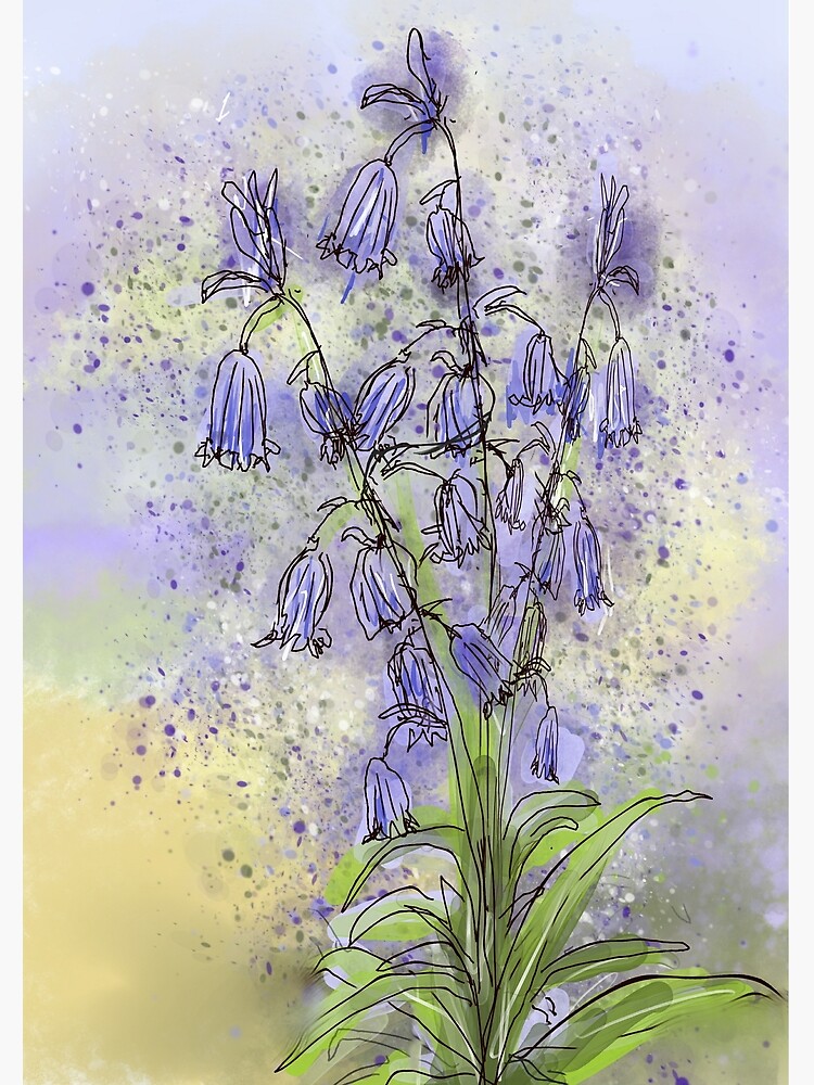 Whimsical Bluebells in Watercolour by ClareWalkerArt