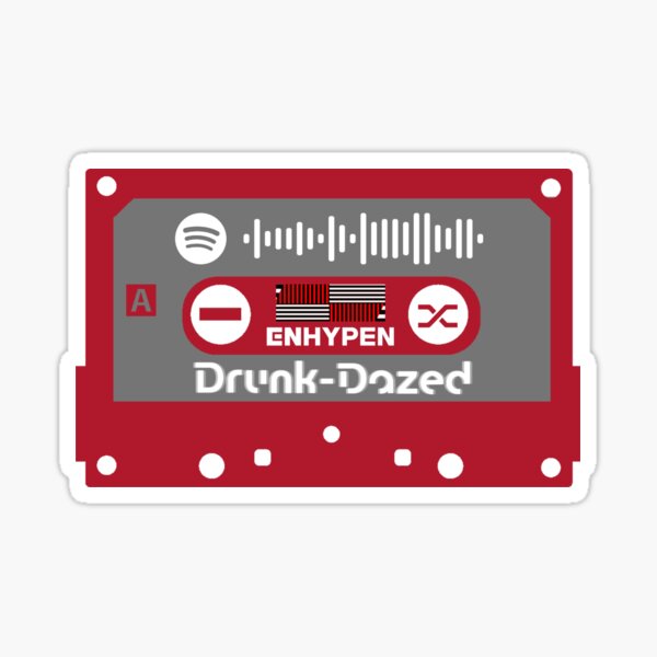 ENHYPEN - Cinta de casete con código de Spotify borracho y aturdido Pegatina