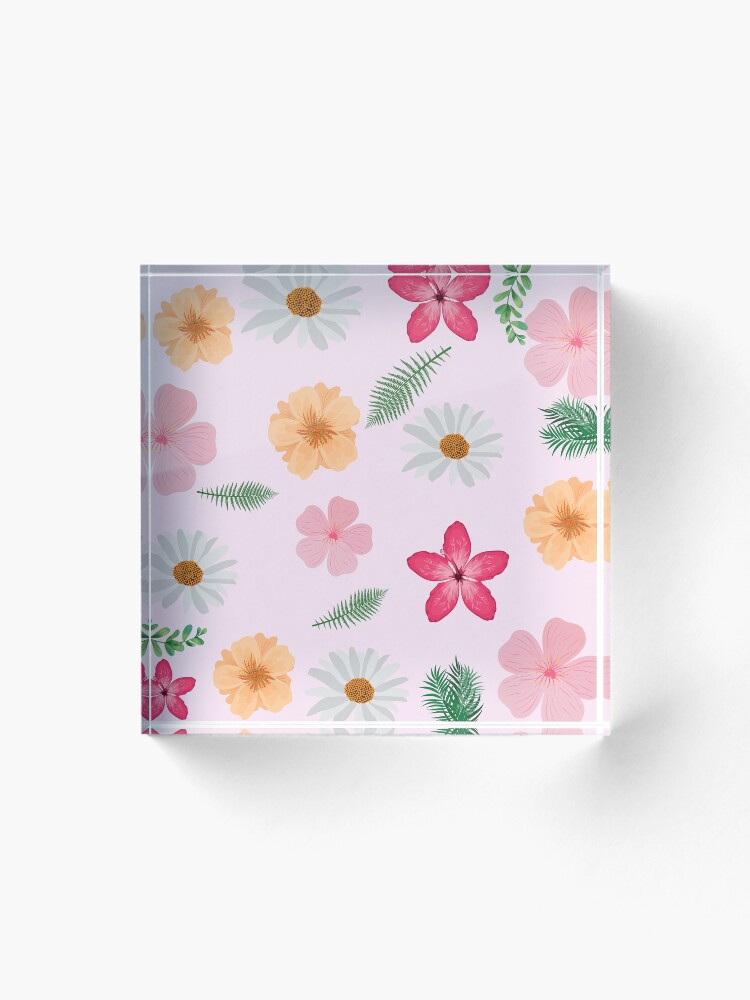 Thumbnail 1 of 5, Acrylic Block, Beautiful Floral Print designed and sold by Ridzcreation.
