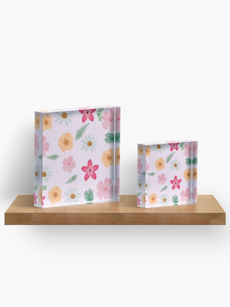 Thumbnail 3 of 5, Acrylic Block, Beautiful Floral Print designed and sold by Ridzcreation.