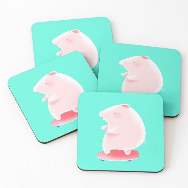 Item preview, happy pig cartoon playing surf skate designed and sold by angyim.