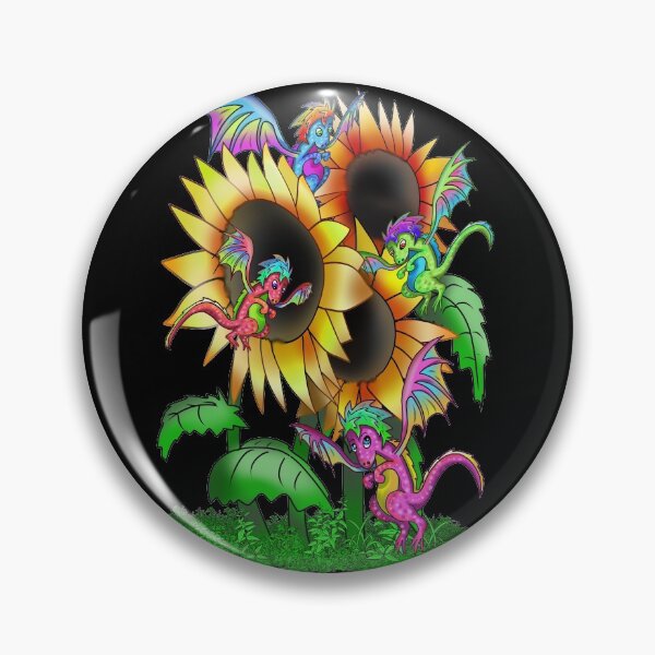 Artikelvorschau, Tiny dragons flying around big sunflowers entworfen und verkauft von CuisineCat.