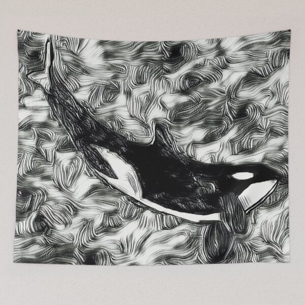 Item preview, Orca Swimming ( Black and White) designed and sold by LisaMPierce1990.