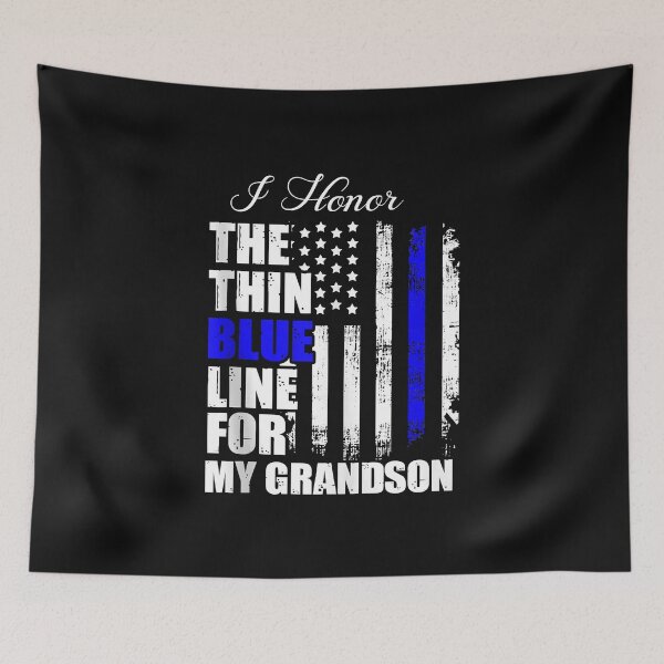 Item preview, Thin Blue Line | Police Flag Back For My Grandson | Gift Idea  | Gift For Grandma | Gift For Grandpa | Gift For Son | Gift For Grandson designed and sold by LanPhan.