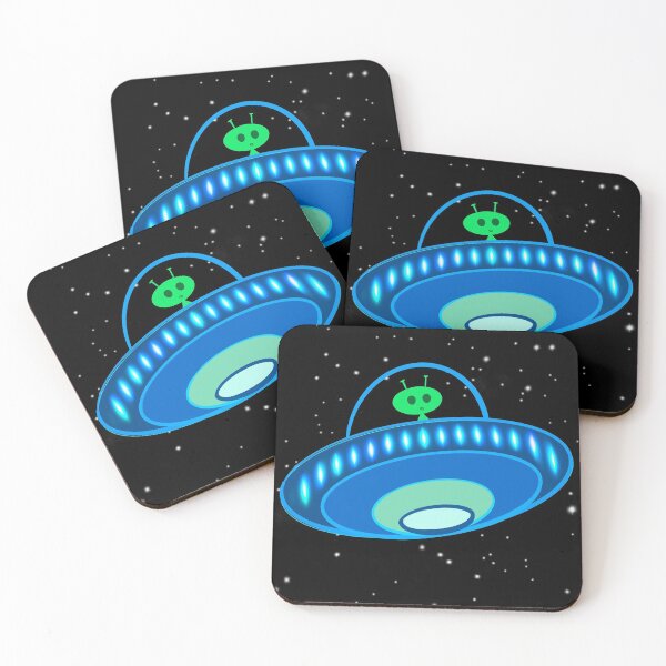 Item preview, Alien and UFO Cartoon- Cute and Funny - Blue designed and sold by Cosmic-Ferret.