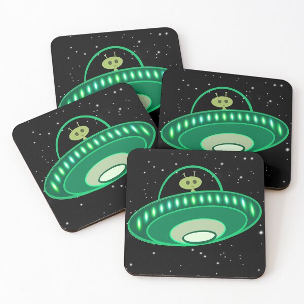 Item preview, Alien and UFO Cartoon- Cute and Funny - Green designed and sold by Cosmic-Ferret.
