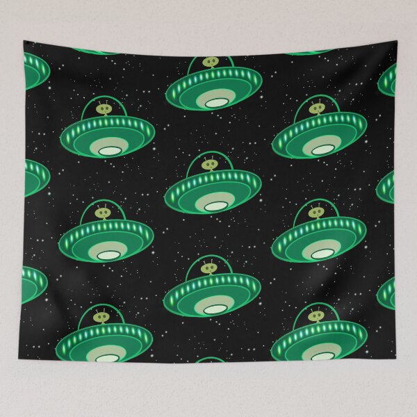 Item preview, Alien and UFO Cartoon- Cute and Funny - Green designed and sold by Cosmic-Ferret.