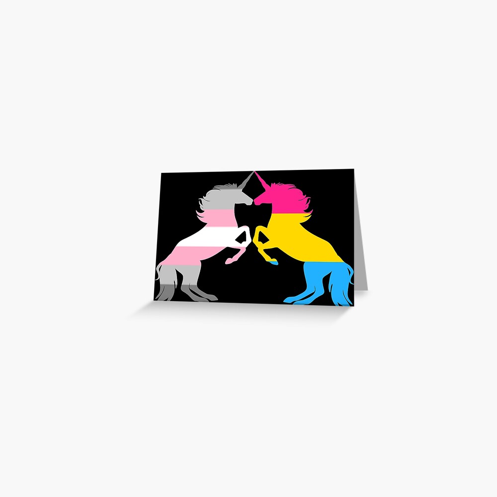 "Pansexual Demigirl Pride Unicorns" Greeting Card by ...