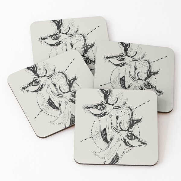 Item preview,  Deer heads geometric shape  wall art expressionalism minimalist  minimalism art designed and sold by SILVERAPPLE.