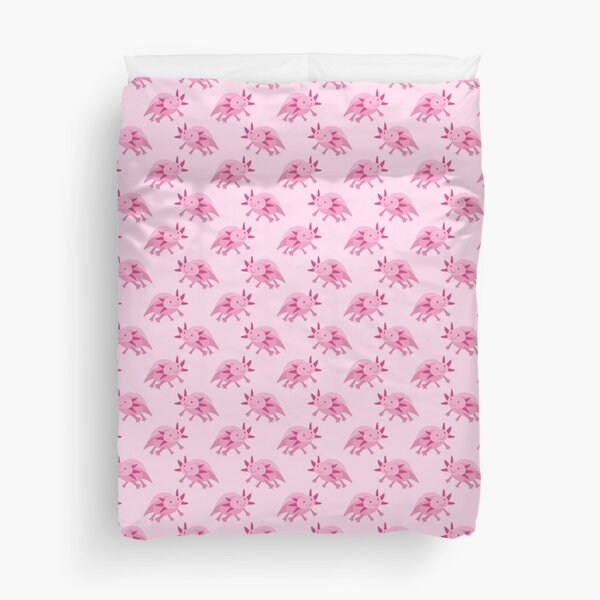 Pink Albino Axolotl Pattern Duvet Cover