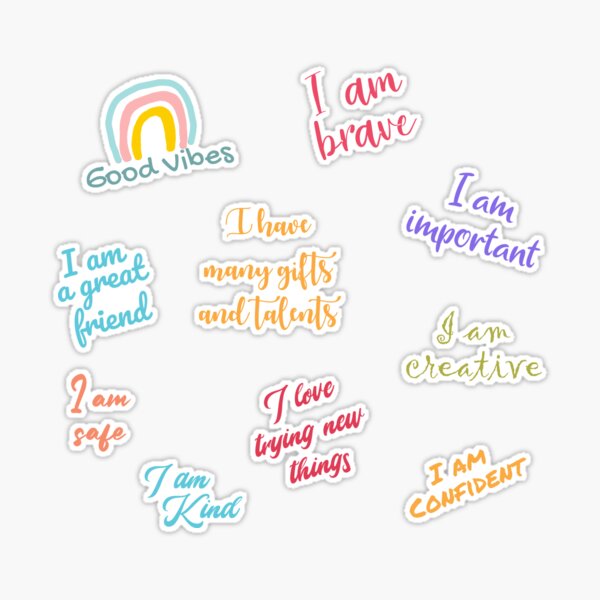 Positive Affirmation Stickers, You are beautiful stickers, Born Brave,  Sticker to Gift, live laugh love, think positive, still growing