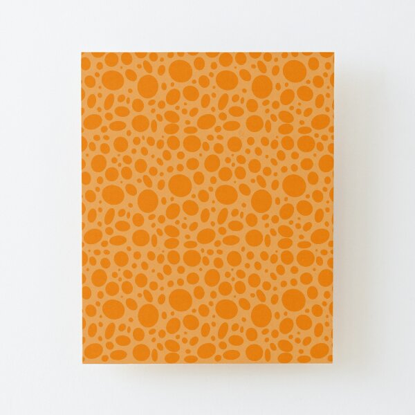 Orange Punkte auf gelb Aufgezogener Druck auf Holz
