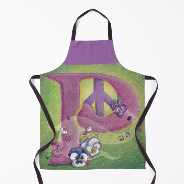 Item preview, Letter P Monogram with Purple Pansies & Peace Signs - "P is for Patti" designed and sold by Carye VanDerPol Mahoney.