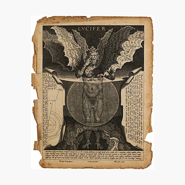 Lucifer demon medieval illustration – Satan, Devil Photographic Print