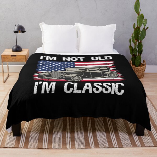 Item preview, I'm Not Old I'm Classic Funny Vintage Car and USA American Flag  designed and sold by Rabbitti.