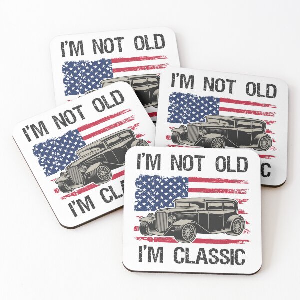Item preview, I'm Not Old I'm Classic Funny Vintage Car and USA American Flag  designed and sold by Rabbitti.