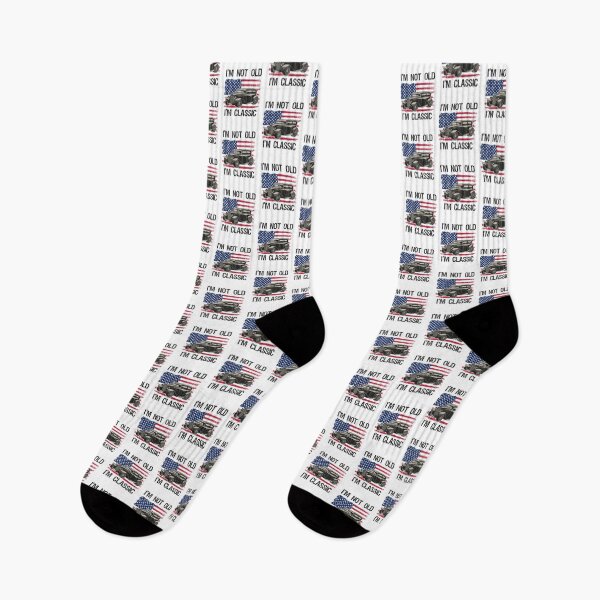Item preview, I'm Not Old I'm Classic Funny Vintage Car and USA American Flag  designed and sold by Rabbitti.