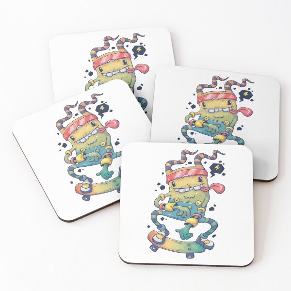 Item preview, Cheerful monster on skateboard. Cartoon illustration designed and sold by K-Boutiques.