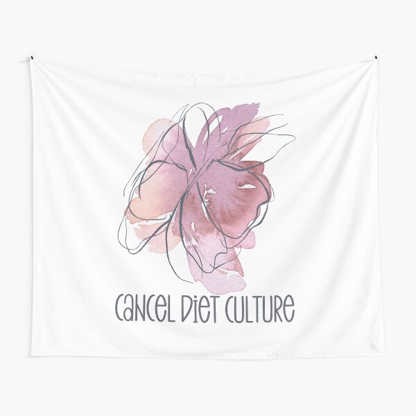 Cancel Diet Culture Pink Water-Color Flower Tapestry