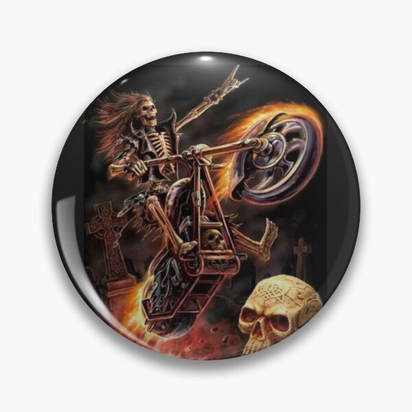 Item preview, Flaming Skeleton riding a motorcycle designed and sold by slashrose4ever.