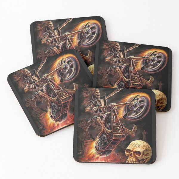 Item preview, Flaming Skeleton riding a motorcycle designed and sold by slashrose4ever.