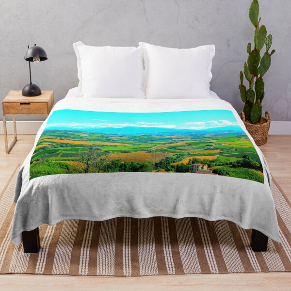 Item preview, Scene in Carassai with fields sectoring the lands and impressive mountains designed and sold by Kristina Drozd.