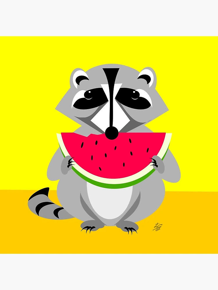 Thumbnail 5 of 5, Coasters (Set of 4), Abstract Raccoon Eating Watermelon designed and sold by studioart.