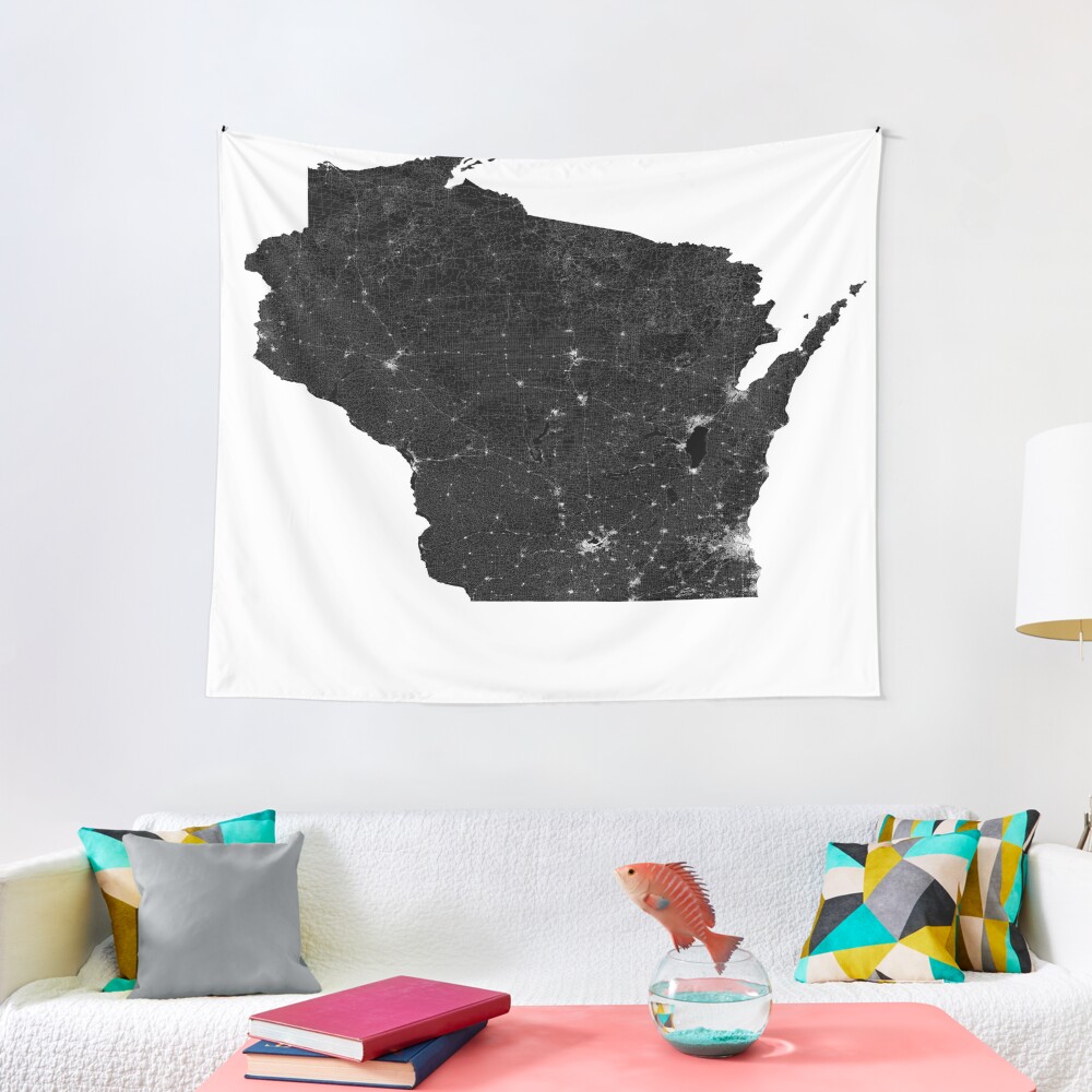 "Wisconsin Street Map Art" Tapestry for Sale by AmazingMapArt  Redbubble