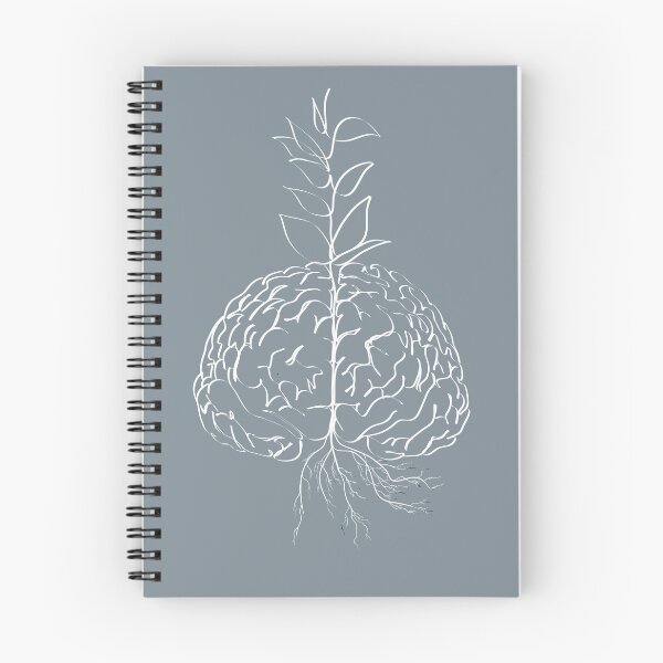 Item preview, Continuous line illustration of brain with blooming leaves and deep roots. Abstract concept of mindfulness designed and sold by AriadnaArt.