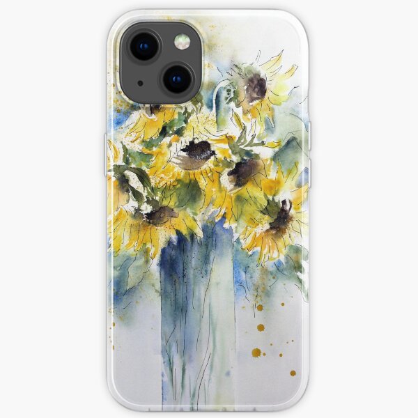 Conception de texture de peinture d'art de tournesols d'aquarelle. Housse pour iPhone et Samsung Galaxy Coque souple iPhone