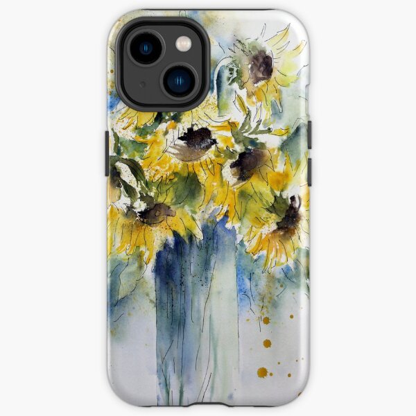 Watercolor sunflowers art paint texture design. iPhone and Samsung Galaxy case cover iPhone Tough Case