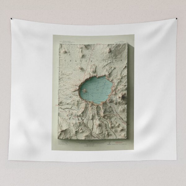Item preview, 1911 Crater Lake, Oregon Relief Map 3D digitally-rendered designed and sold by ThinkAboutMaps.