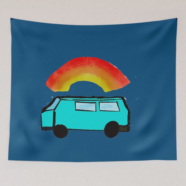 Item preview, Turquoise van with rainbow designed and sold by headtrackerart.