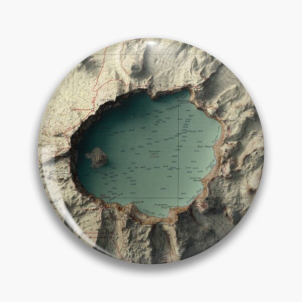Item preview, 1911 Crater Lake, Oregon Relief Map 3D digitally-rendered - Foggy Night Version designed and sold by ThinkAboutMaps.