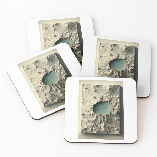 Item preview, 1911 Crater Lake, Oregon Relief Map 3D digitally-rendered - Foggy Night Version designed and sold by ThinkAboutMaps.