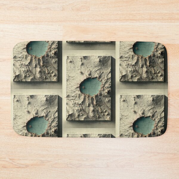Item preview, 1911 Crater Lake, Oregon Relief Map 3D digitally-rendered - Foggy Night Version designed and sold by ThinkAboutMaps.