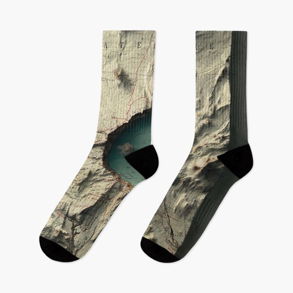 Item preview, 1911 Crater Lake, Oregon Relief Map 3D digitally-rendered - Foggy Night Version designed and sold by ThinkAboutMaps.