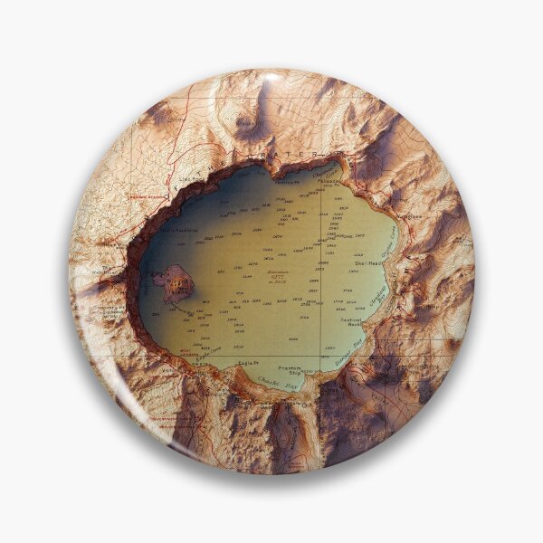 Item preview, 1911 Crater Lake, Oregon Relief Map 3D digitally-rendered - Sunset Version designed and sold by ThinkAboutMaps.