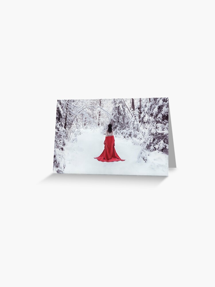 Woman in red kimono and bare shoulders walking away in snow art photo  print Tote Bag for Sale by AwenArtPrints