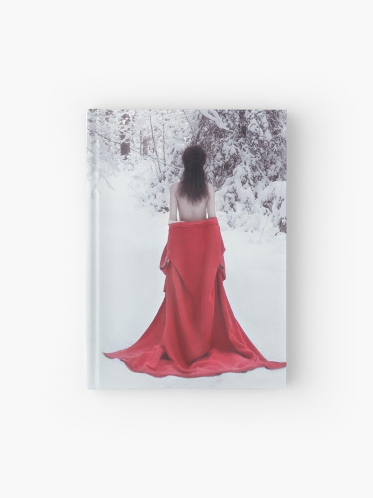 Woman in red kimono and bare shoulders walking away in snow art photo  print Tote Bag for Sale by AwenArtPrints