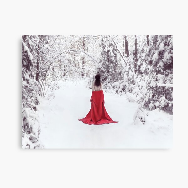 Woman in red kimono and bare shoulders walking away in snow art photo  print Tote Bag for Sale by AwenArtPrints