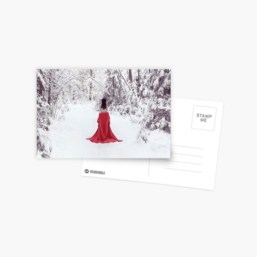 Woman in red kimono and bare shoulders walking away in snow Weekender Tote  Bag by Awen Fine Art Prints - Fine Art America
