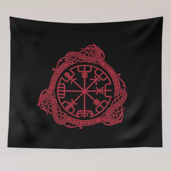 Item preview, Norse Red Vegvisir Pagan Viking Serpent Knotwork designed and sold by BluePagan.