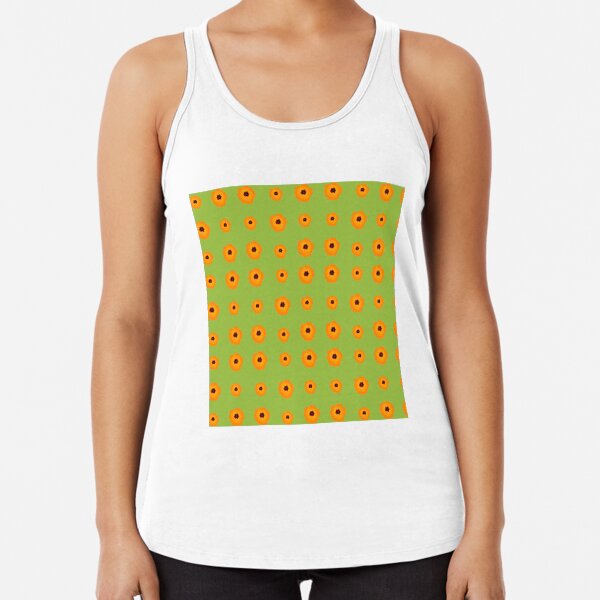 Orange Blüten auf grün Racerback Tank Top