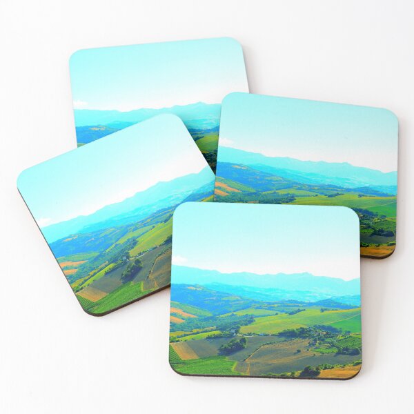 Item preview, Scenery in Carassai with rolling fields and hazy mountains in the background designed and sold by Kristina Drozd.