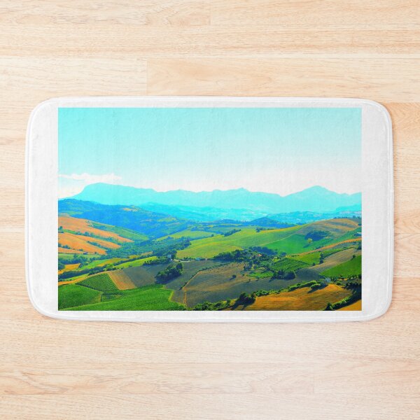 Item preview, Scenery in Carassai with rolling fields and hazy mountains in the background designed and sold by Kristina Drozd.