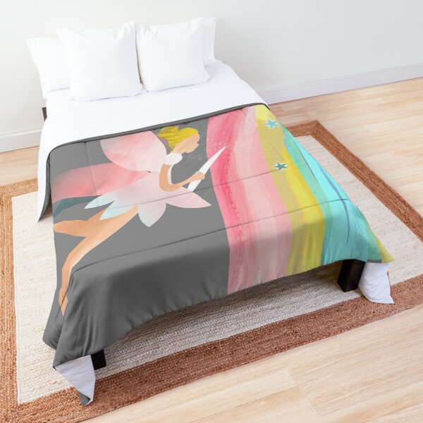 Little girls cute fairy and rainbow illustration - Caroline Laursen Original Comforter