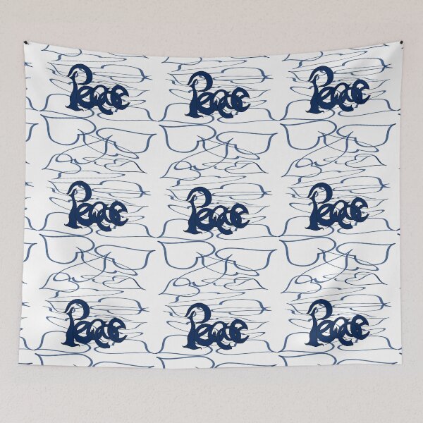 Item preview, Peace Calligraffiti Hippie Loveheart - Navy designed and sold by PATRICIA CASTILLA PEREZ.