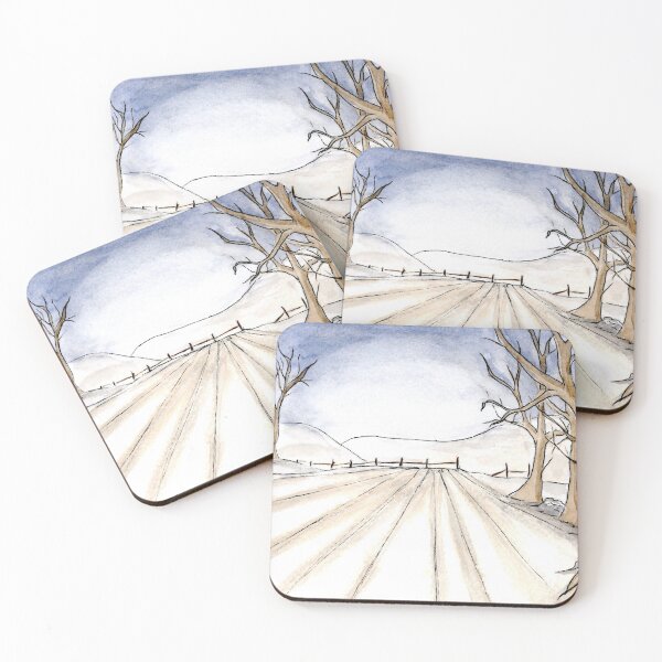 Item preview, Field in Winter Watercolor and Pen Landscape designed and sold by LadyKatieP.